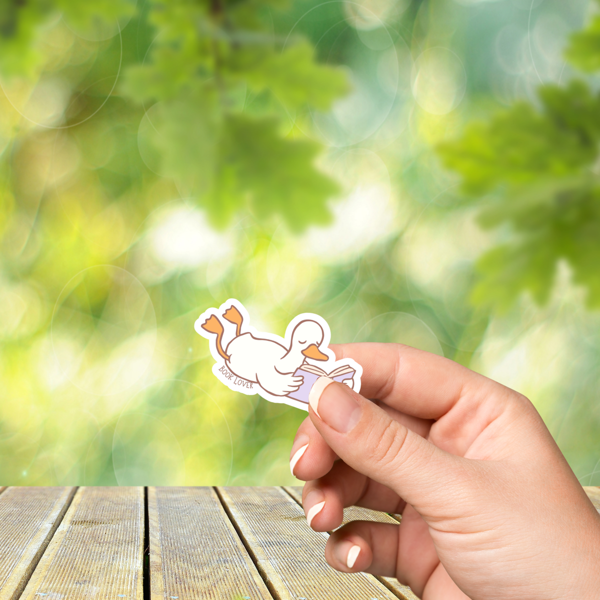 Book Lover Goose Glossy Sticker
