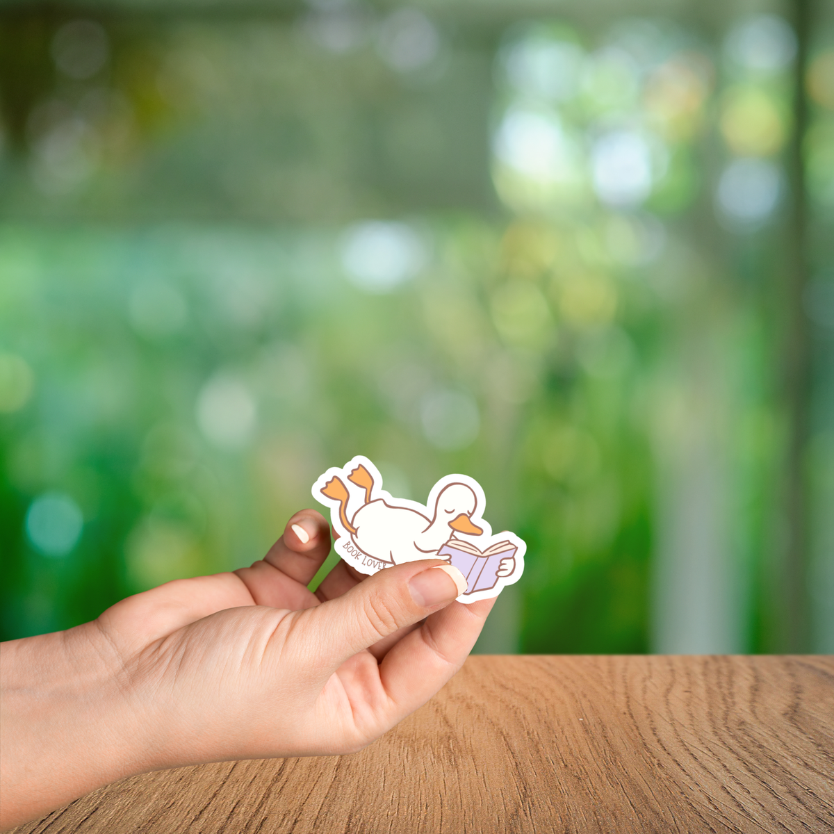 Book Lover Goose Glossy Sticker