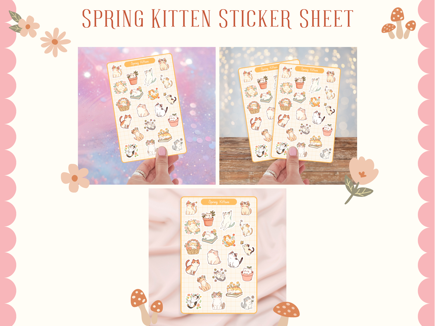 Spring Kitten Sticker Sheet