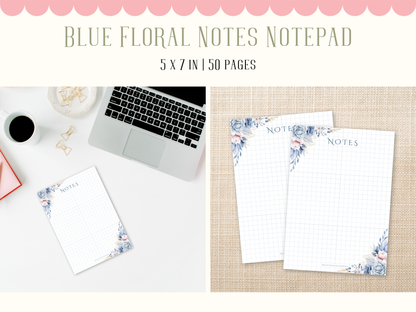 Blue Floral Notes Notepad