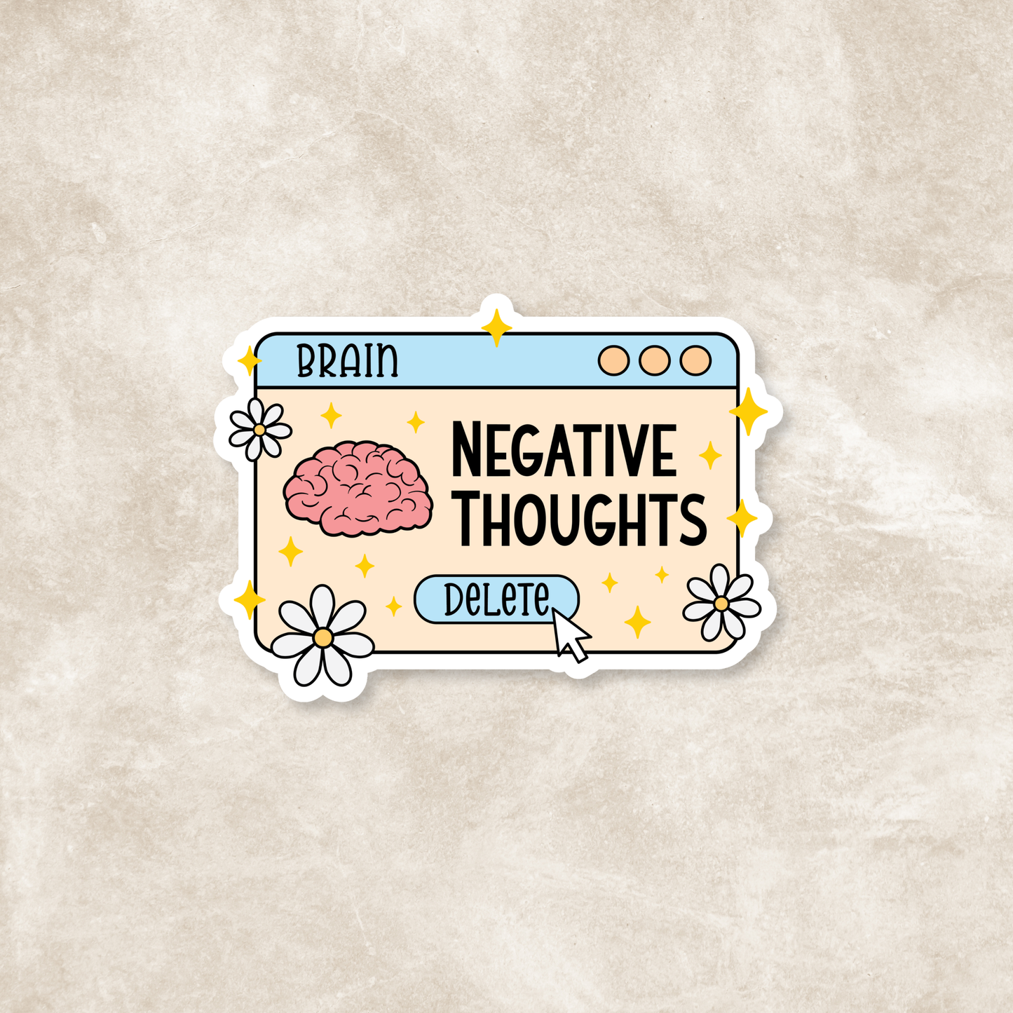 Negative Thoughts Delete Glossy Sticker