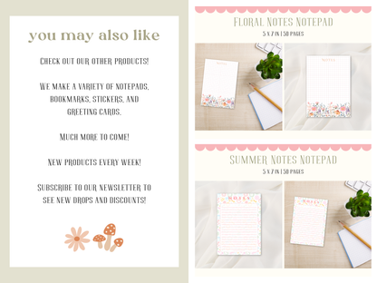Blue Floral Notes Notepad
