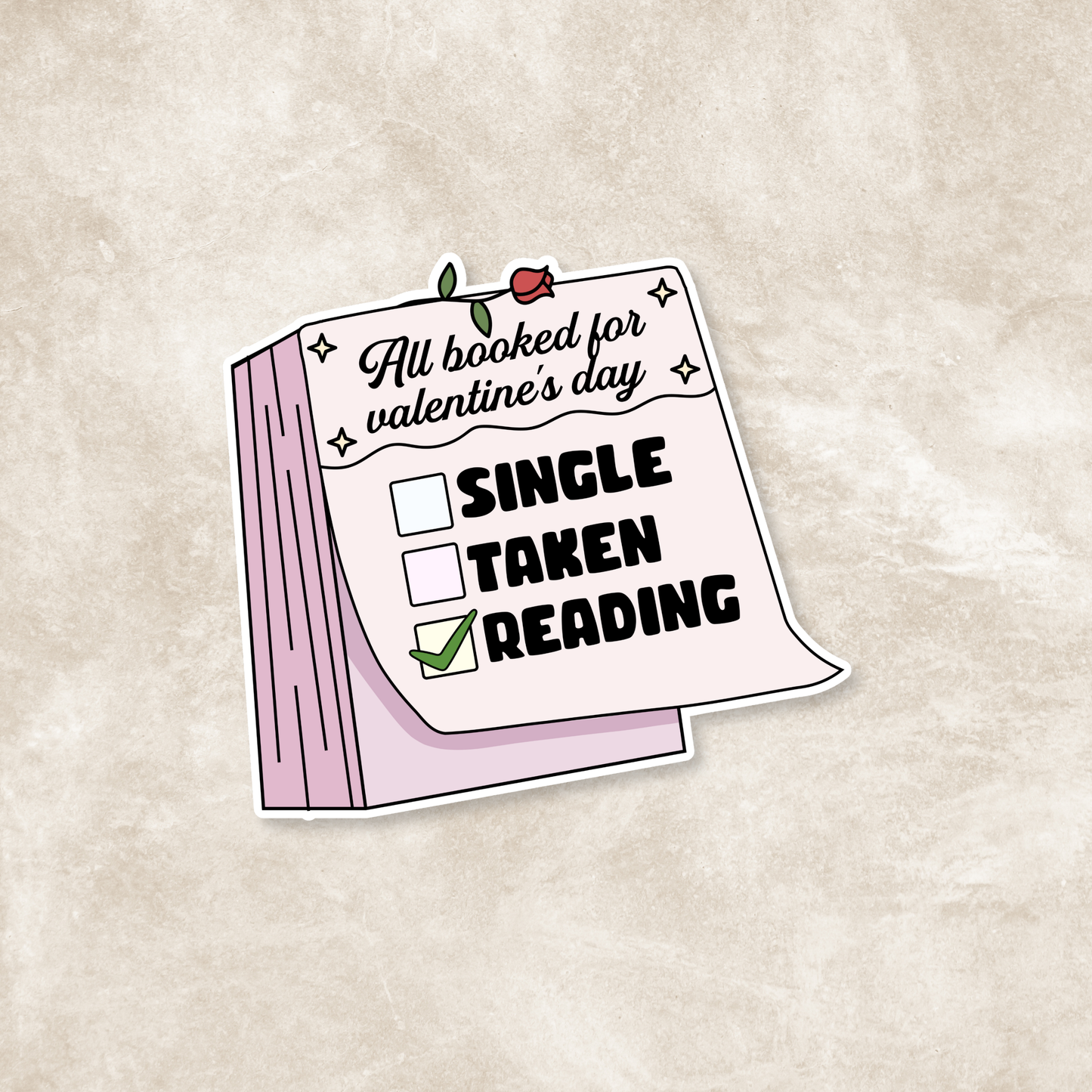 Single Taken Reading Valentines Glossy Sticker