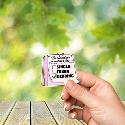 Single Taken Reading Valentines Glossy Sticker