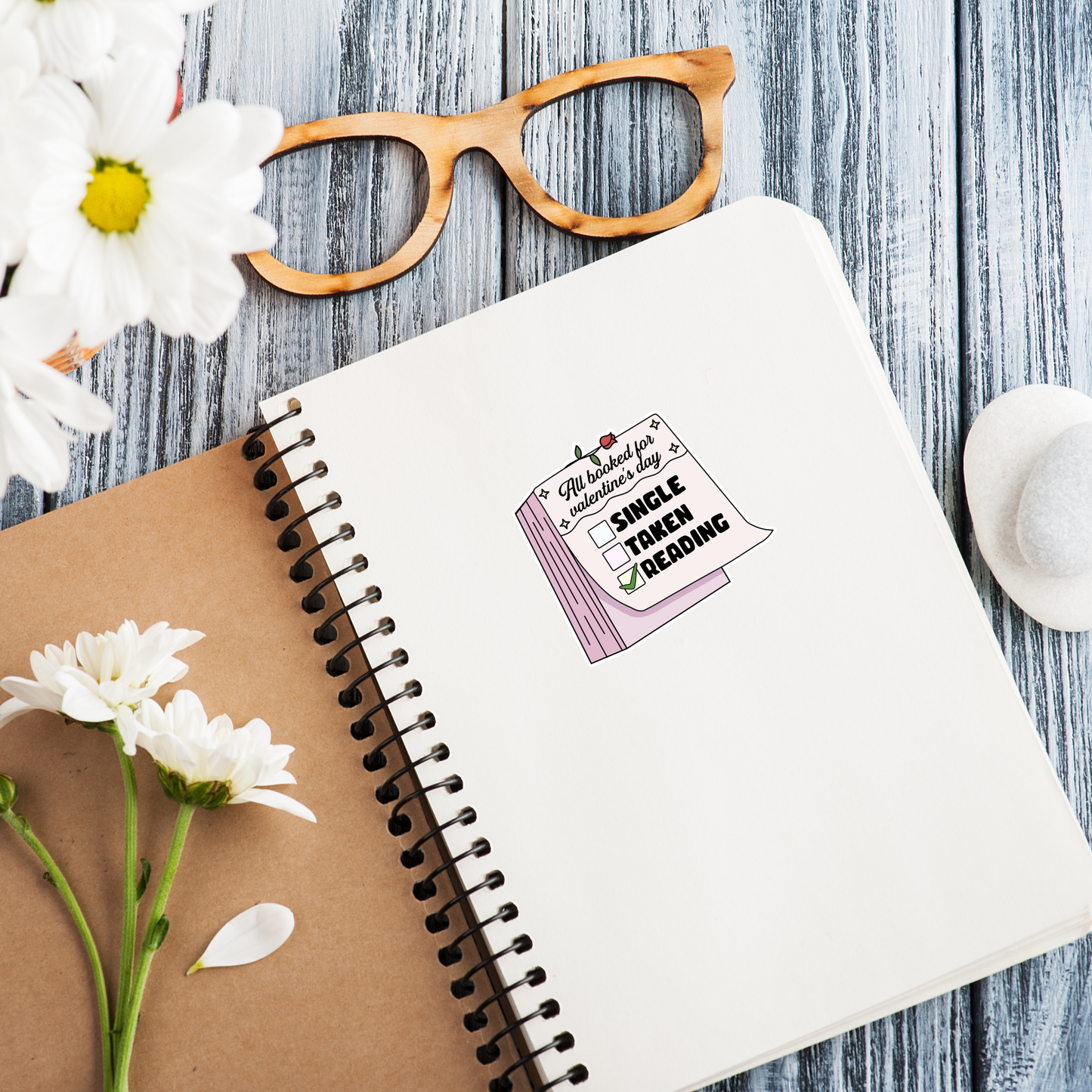Single Taken Reading Valentines Glossy Sticker