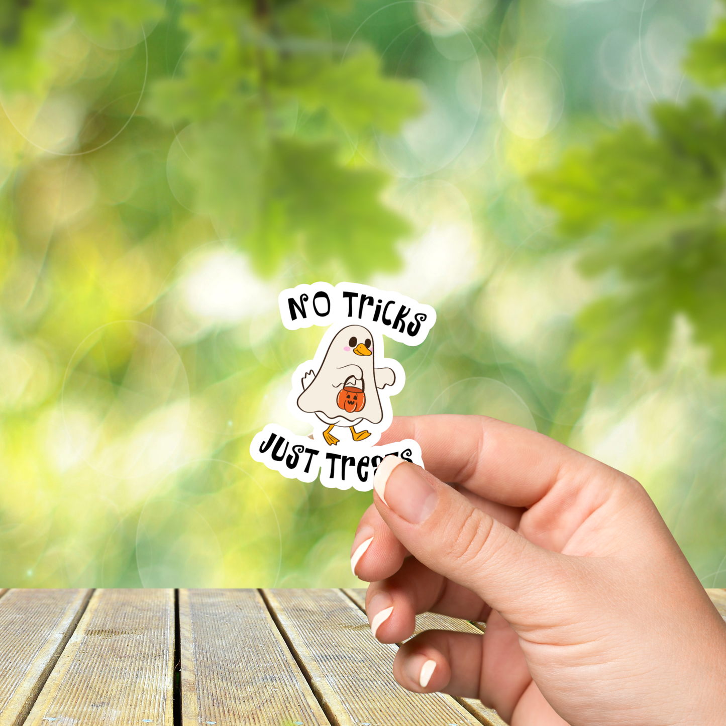 No Tricks Just Treats Halloween Glossy Sticker