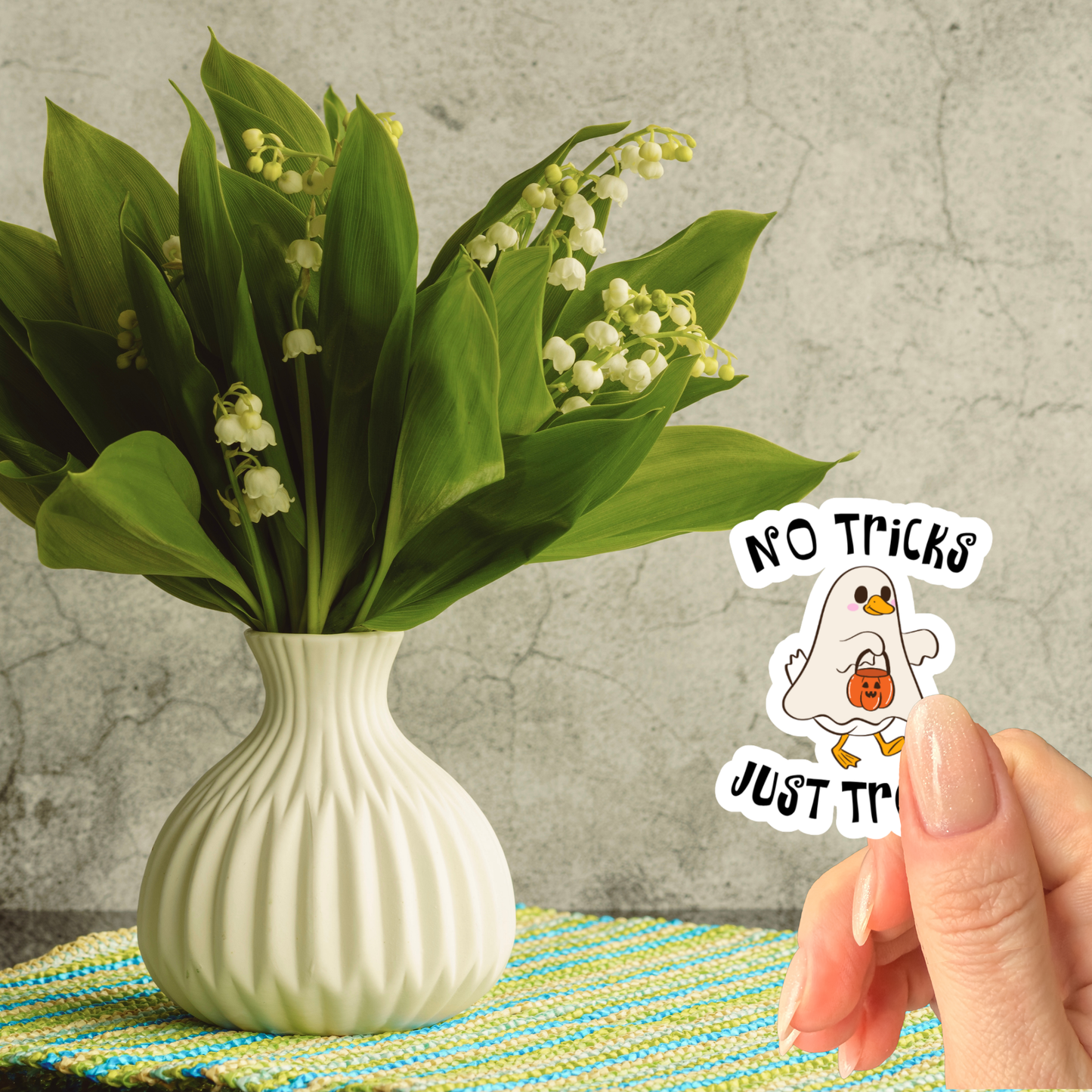 No Tricks Just Treats Halloween Glossy Sticker