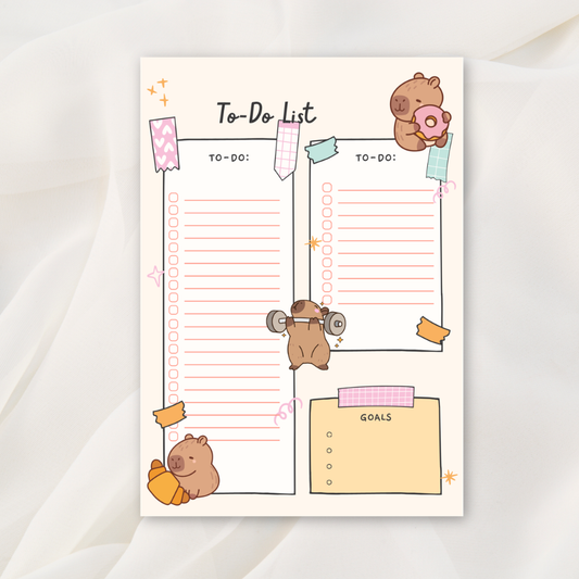 Cute Capybara To-Do List Notepad