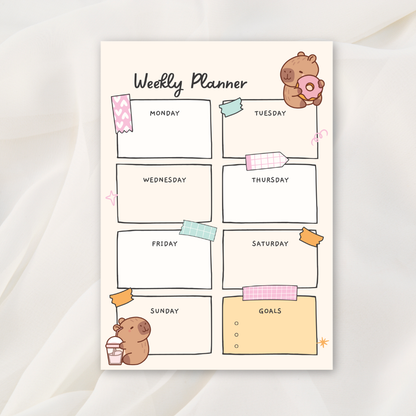 Cute Capybara Weekly Planner Notepad