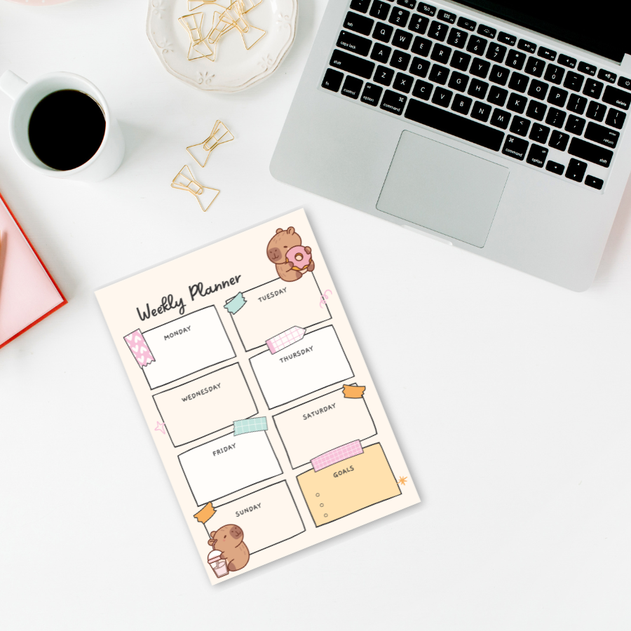 Cute Capybara Weekly Planner Notepad