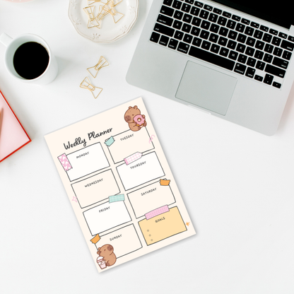 Cute Capybara Weekly Planner Notepad