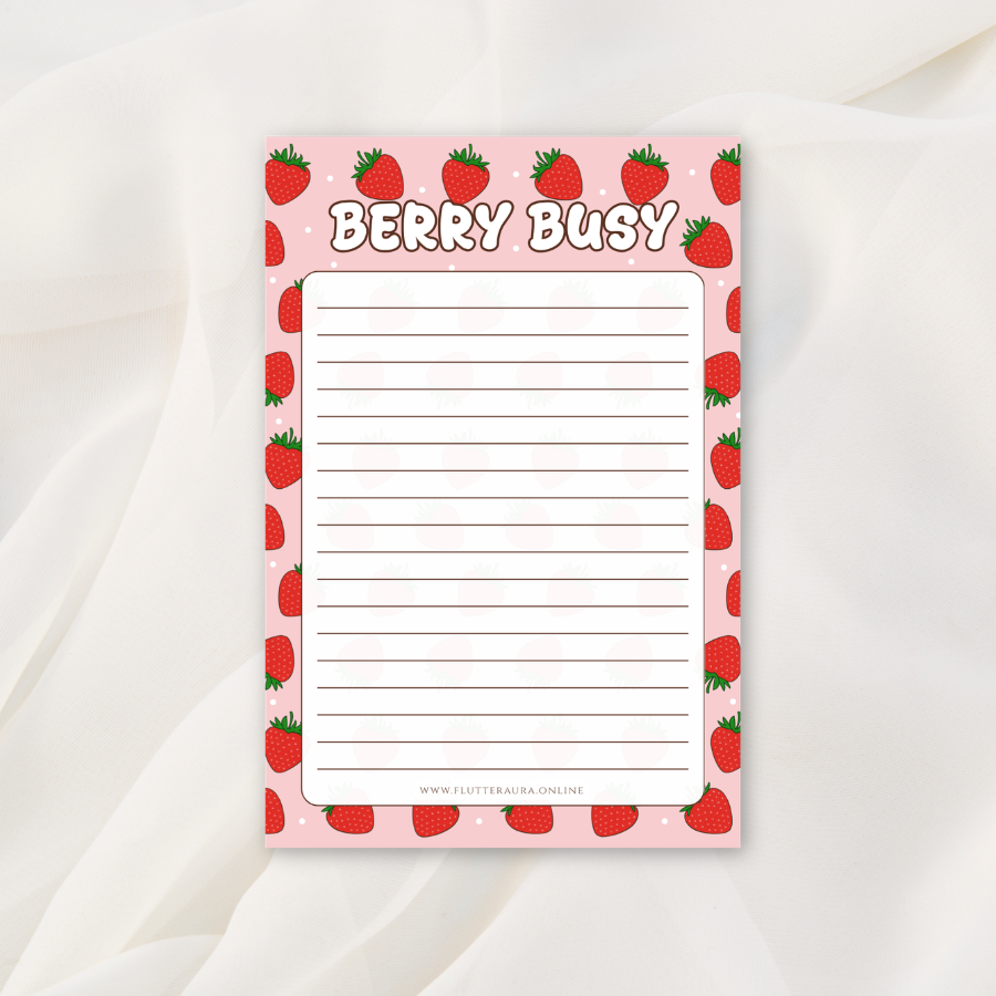 Berry Busy Strawberry Notepad | 4 x 6 inches