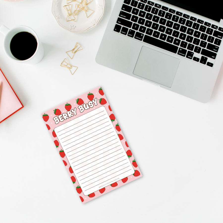 Berry Busy Strawberry Notepad | 4 x 6 inches