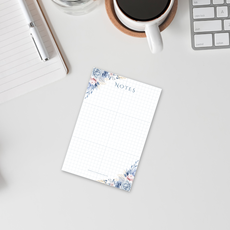 Blue Floral Notepad | 4 x 6 inches