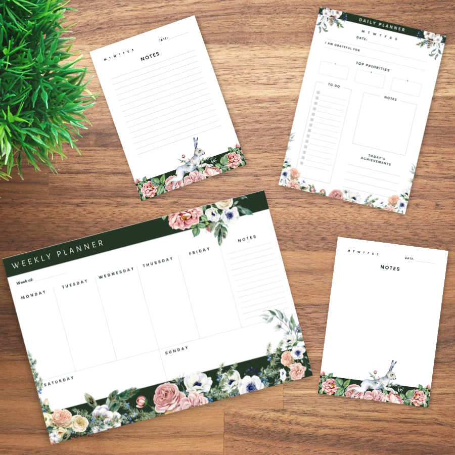 Floral Rabbit Notepad Set