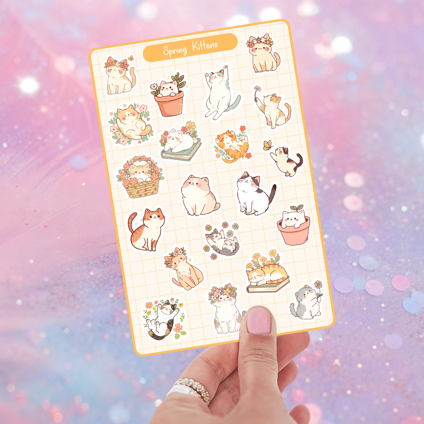 Spring Kittens Vinyl Sticker Sheet