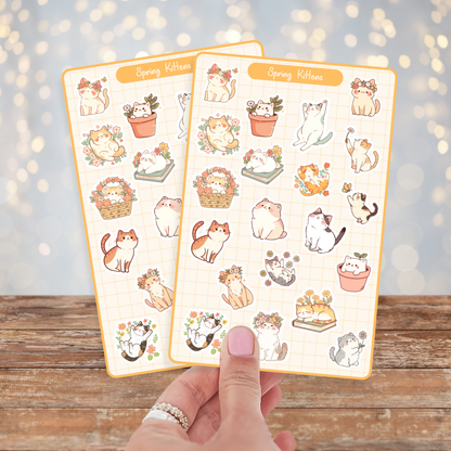Spring Kittens Vinyl Sticker Sheet