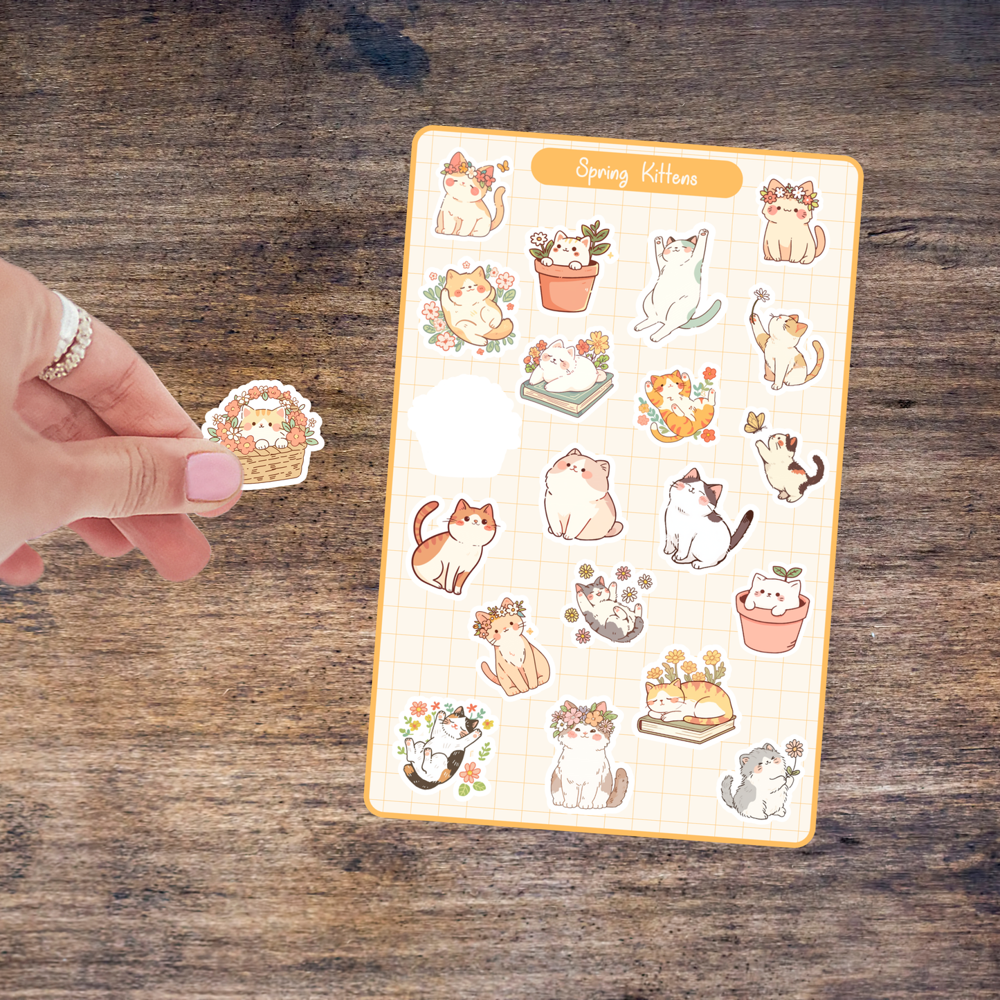 Spring Kittens Vinyl Sticker Sheet