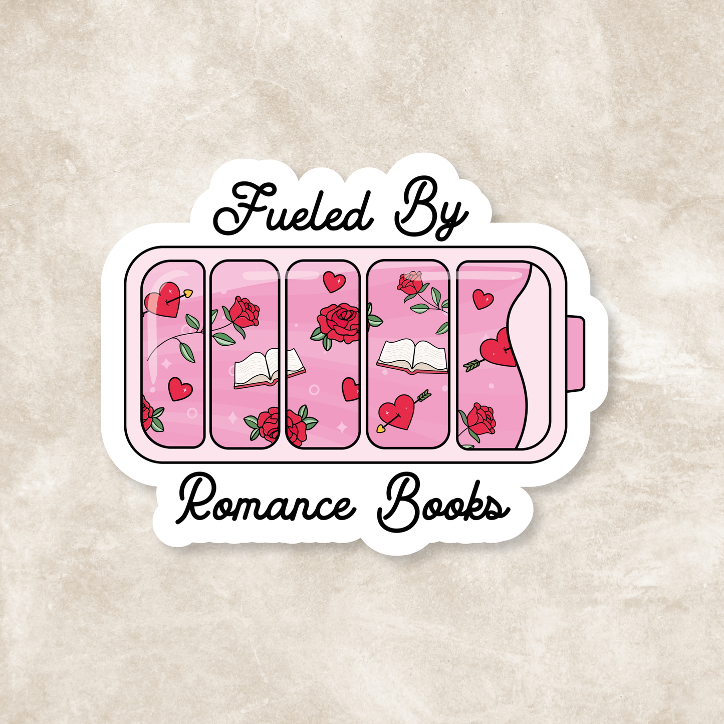 Fueled By Romance Books Vinyl Sticker